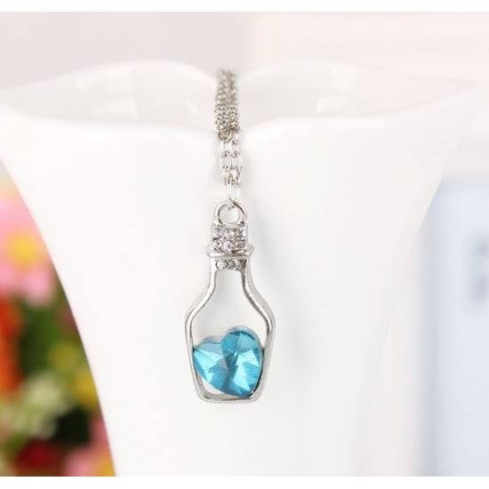 Blue Heart Bottle Shaped Pendant