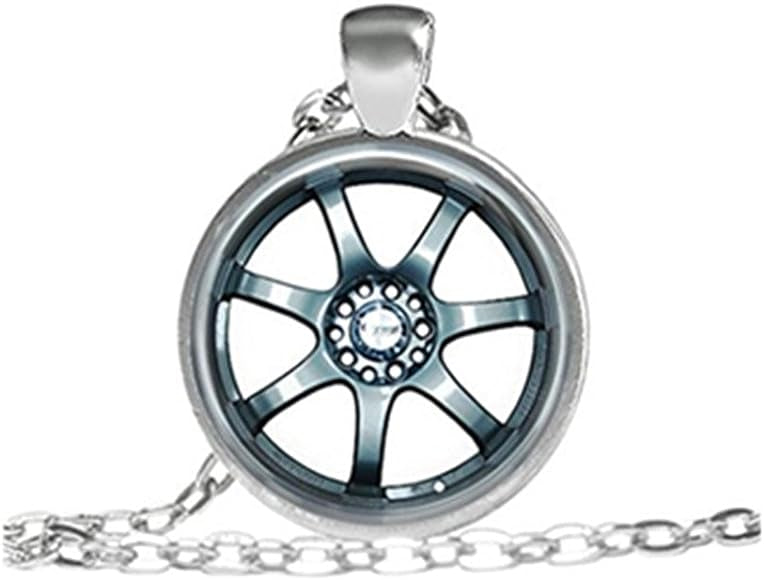 Sliver Car Rim Wheel Pendant Necklace Chain 50297