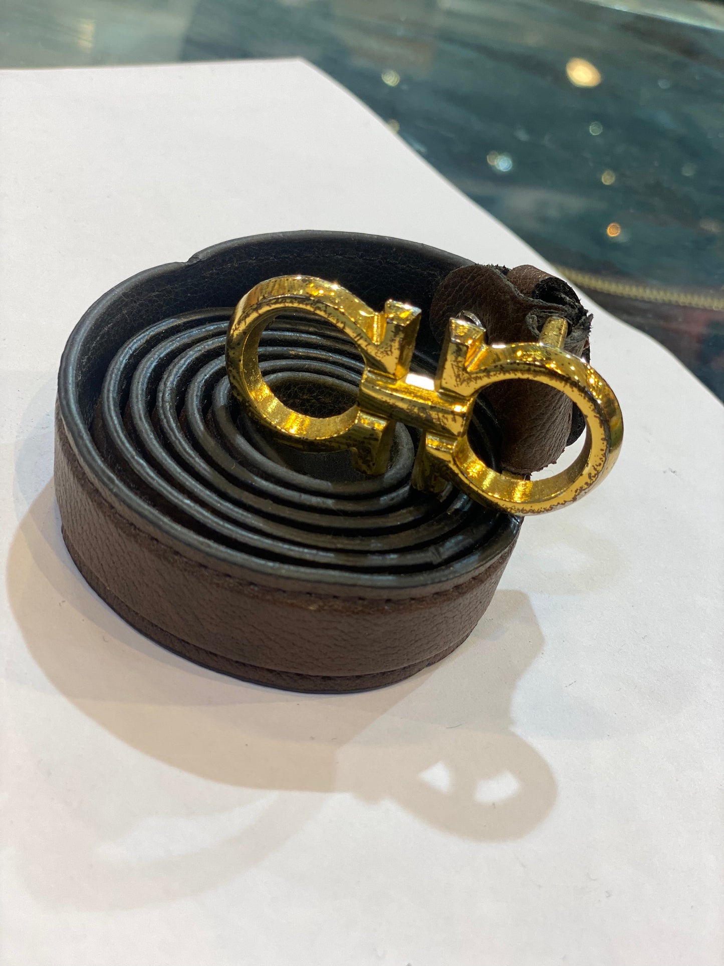 Ref Brown Belt With Gold Buckle Ladies belt 12130