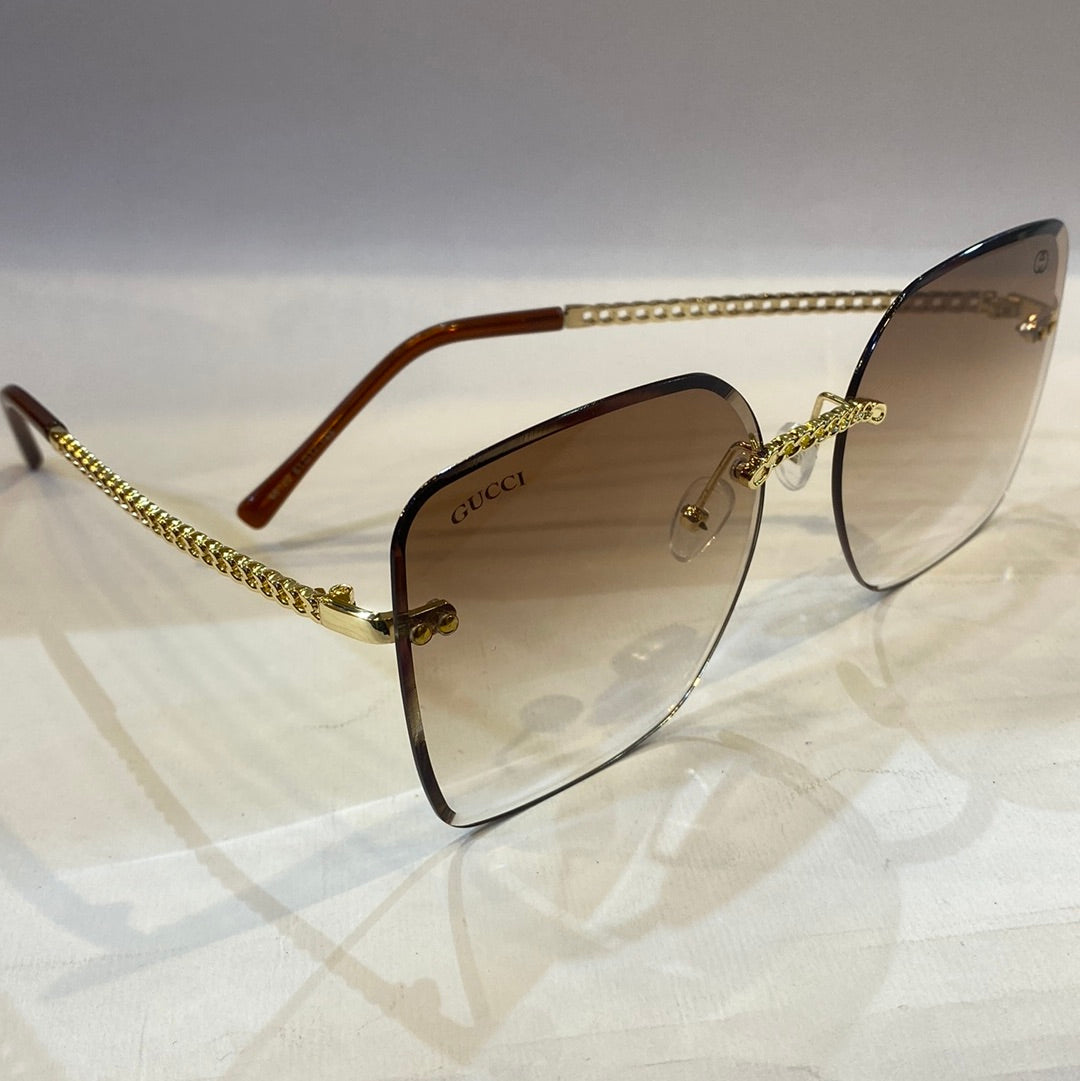 CUG Frameless Golden Stick Brown Shade Sunglass 68122 61 17-145