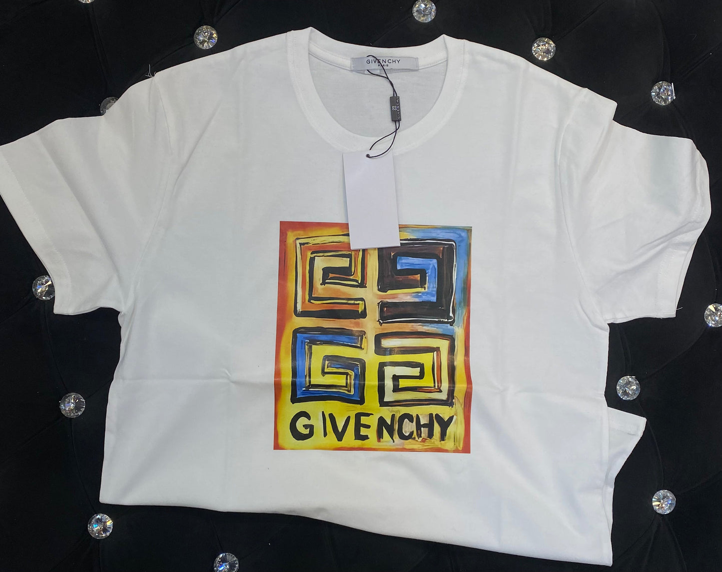 VIG White Colour With VIG Multi Colour Print Lycra Cotton Fabric TShirt 781405