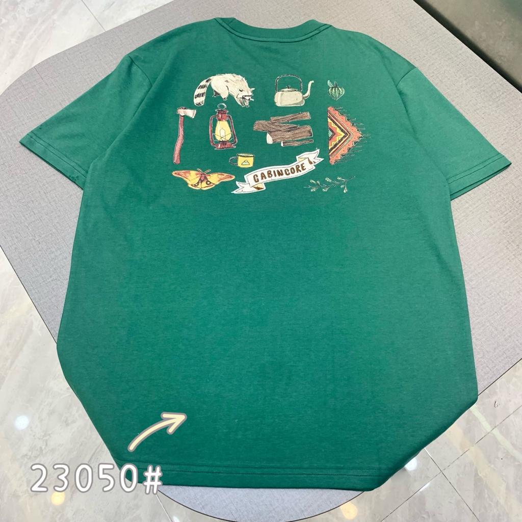 Cabin Core Green Colour With Back Print Premium Quality Tshirt 23050