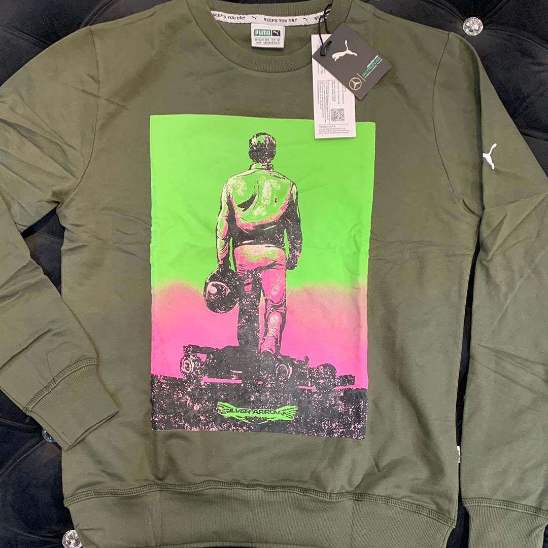 MUP Olive Green Colour Men Print Full Sleeve Sweatshirt