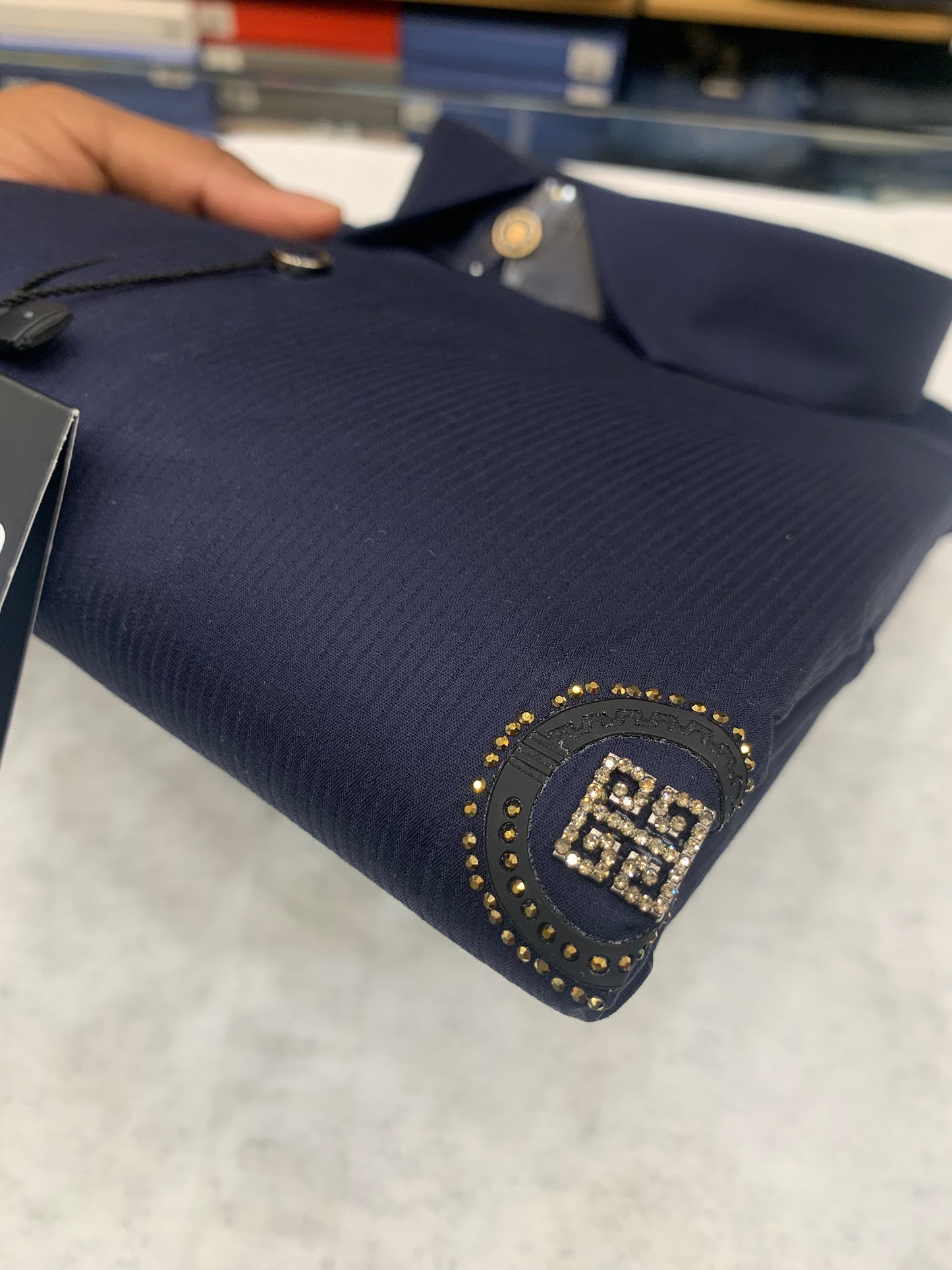 AQUARIUS Navy Blue Colour With Front VIG Sticker Full Sleeve Men Shirt 2200