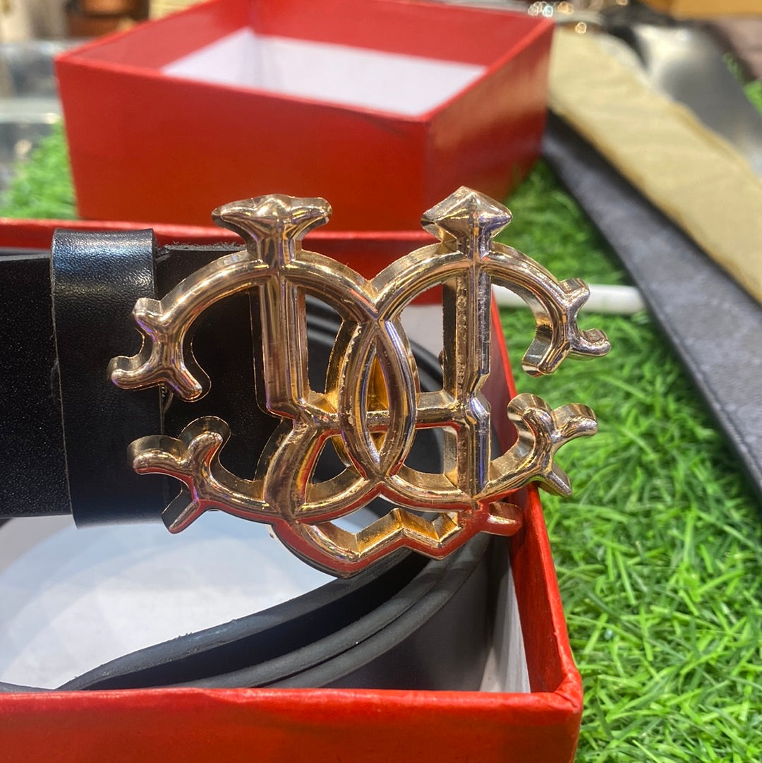 RC Black Colour Copper Rc Buckle With Original Box - Genuine Leather Men’s Belt 9195