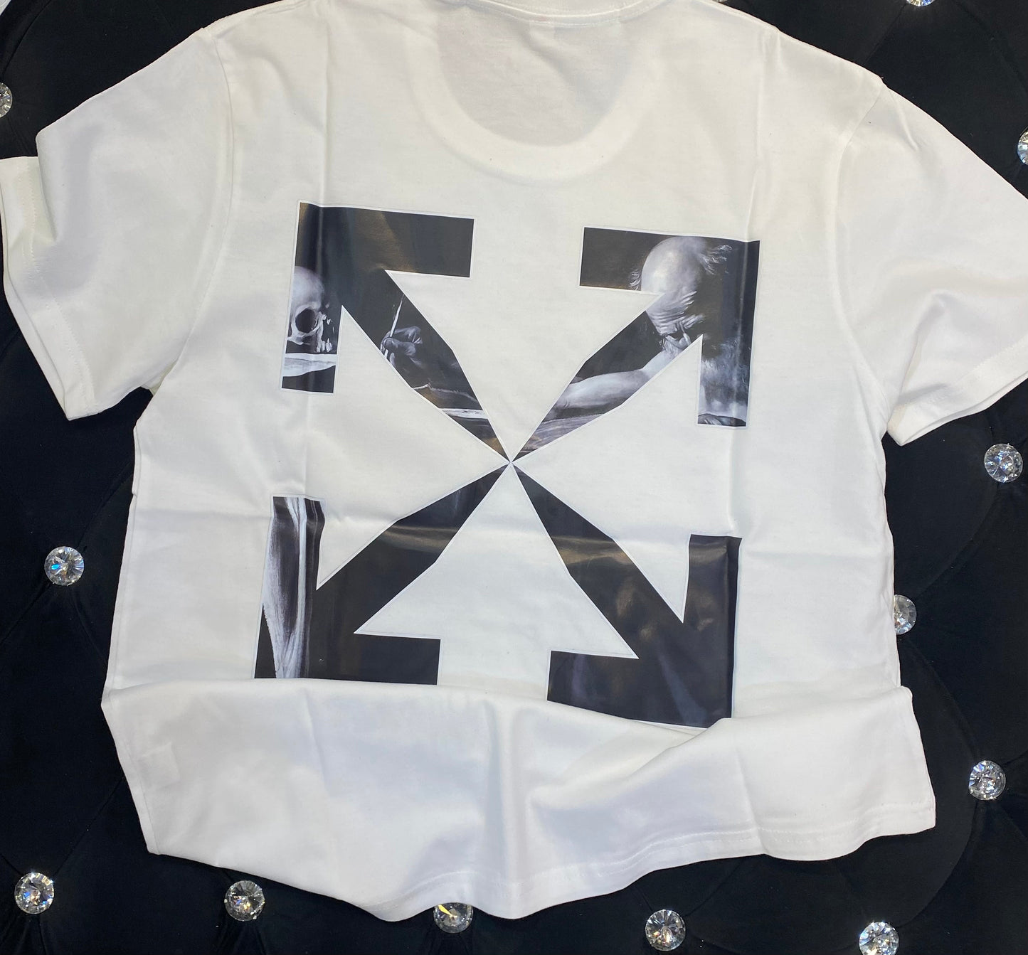 IAM FFO OFF White Colour With OFF Black Colour Print And Back Print Lycra Cotton Fabric TShirt 781408