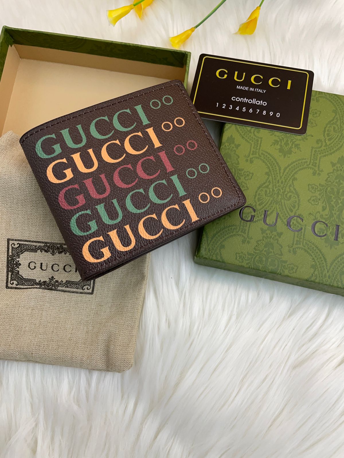 Cug Branded Luxury Italian Leather Men Wallet Model Silk Screen English 60223033