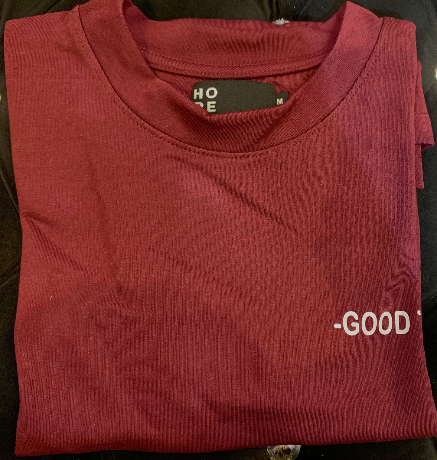 HOPE Maroon Colour With Good Time Back Print Drop Shoulder TShirt 108604