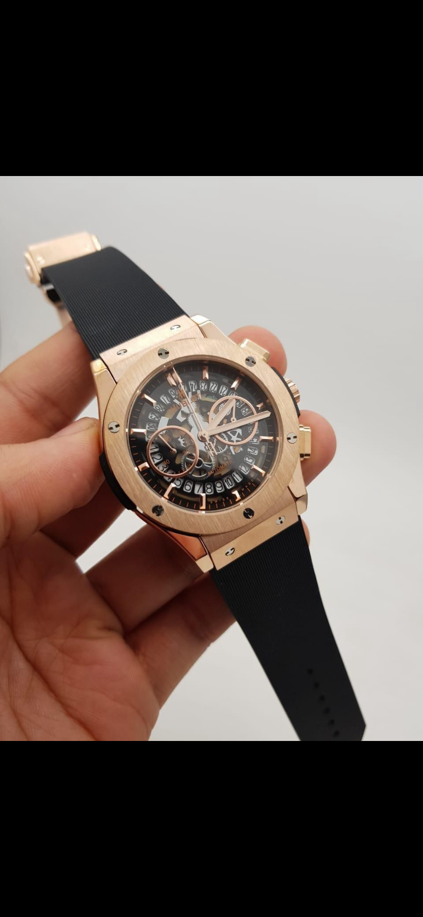 BUH Black Strap Copper Dial Chrono Men Watch 401133