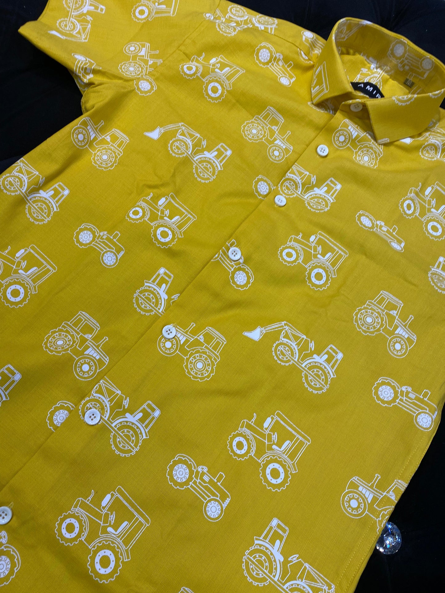 IMA Yellow Colour With Tractor Important Shirt With Shorts Coord Set 298164