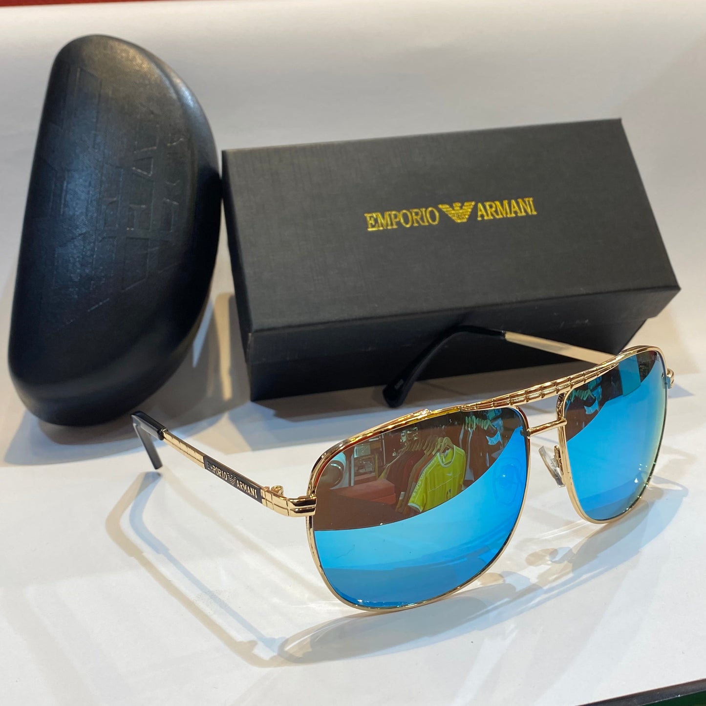 MRA Gold Frame Black Shade Unisex Branded Sunglasses 5202