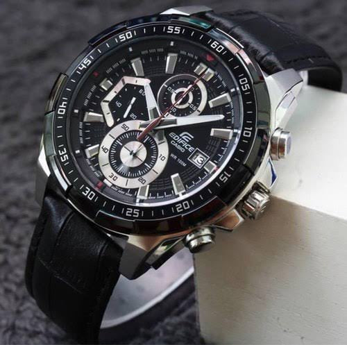 IDE Black Strap Black Dial Chrono Working Men Watch 400234