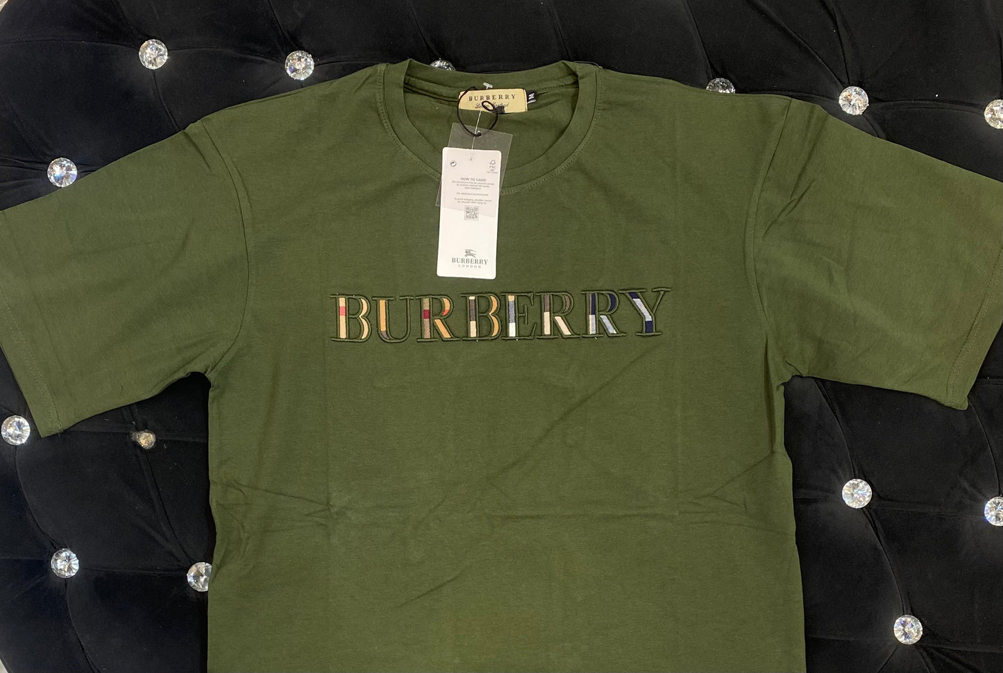 RUB Olive Green Colour With Rub Embroidery Print Drop Shoulder TShirt 108537