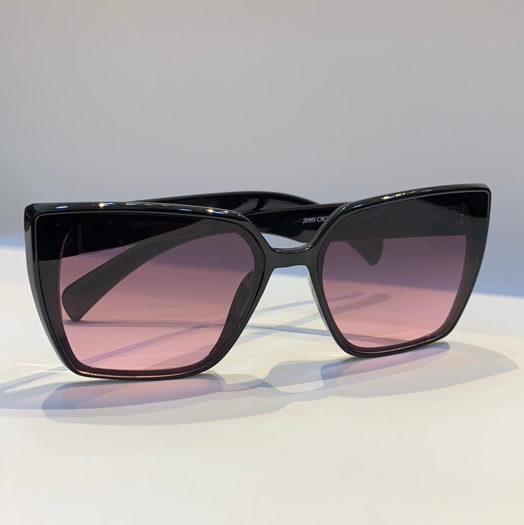 Mij Jim Glossy Black Frame Pink Shade Sunglass W900260 15-147