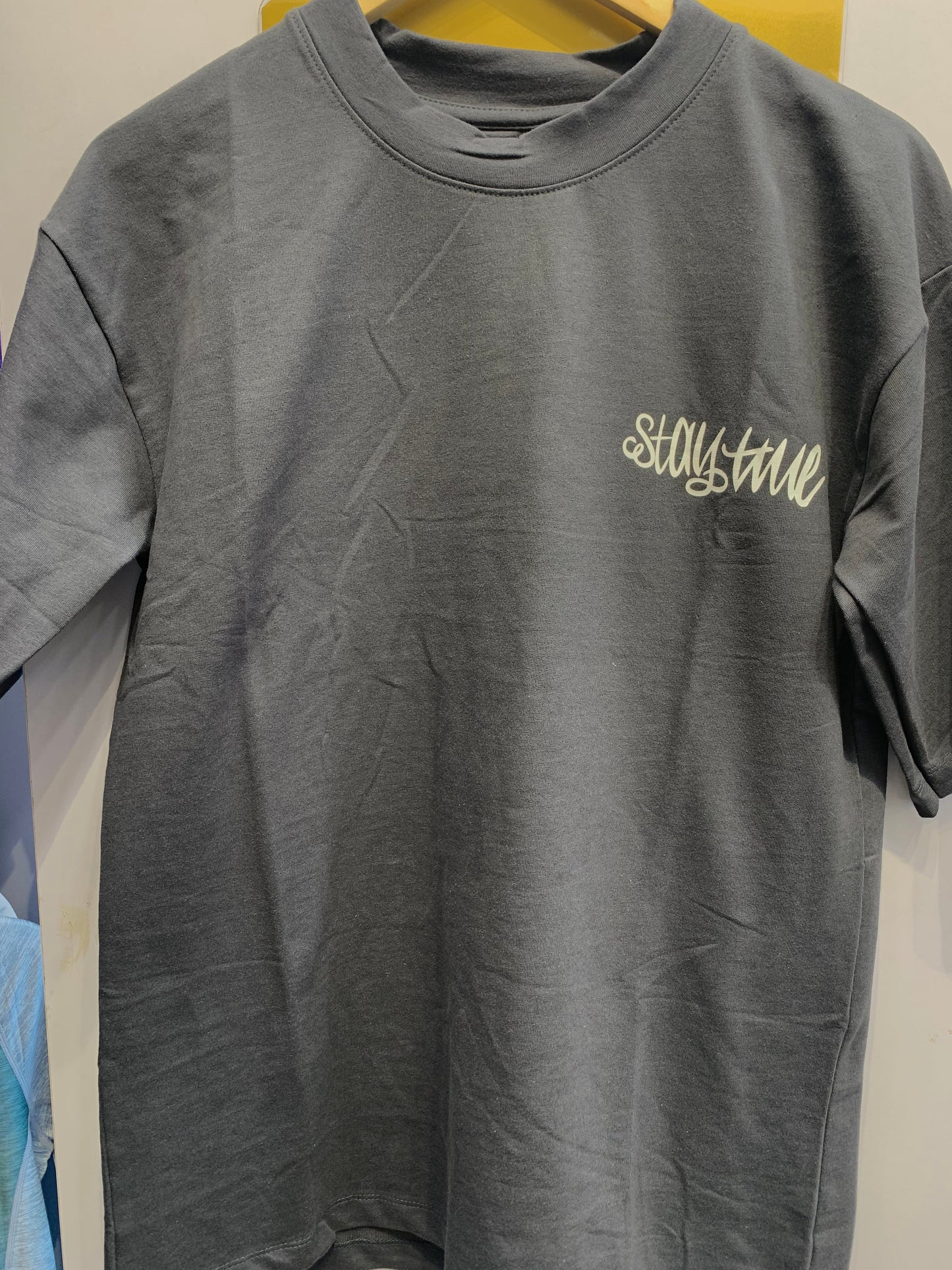 HOPE Grey Colour With Stay Time Back Print Drop Shoulder TShirt 1105022