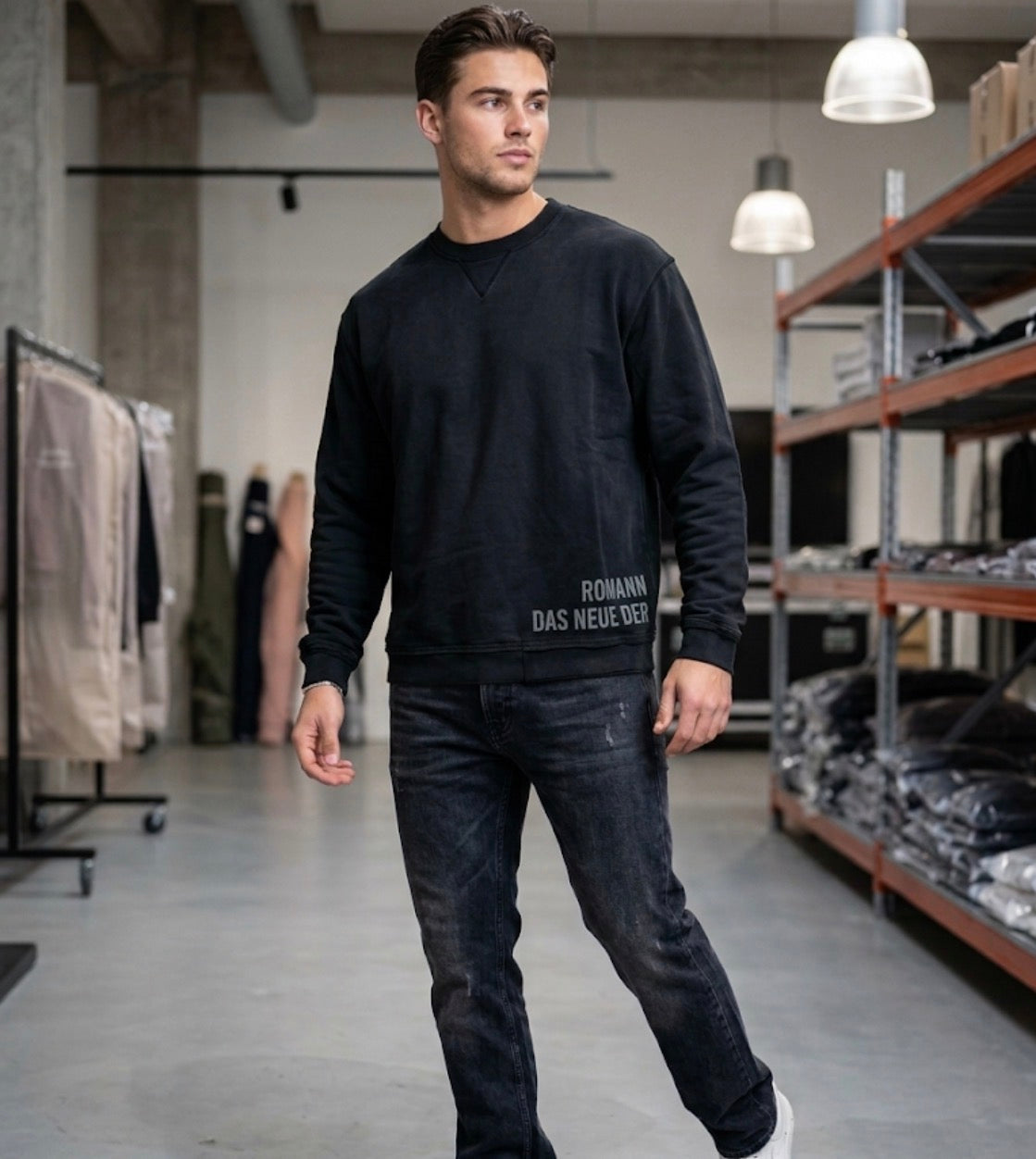 DIGUAN Black Colour DIEERB-SCHAFT Print Premium Quality SweatShirt 3837-A