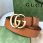 CUG GUC Gold Buckle GG Print Tan Brow Unisex Belt GG-6