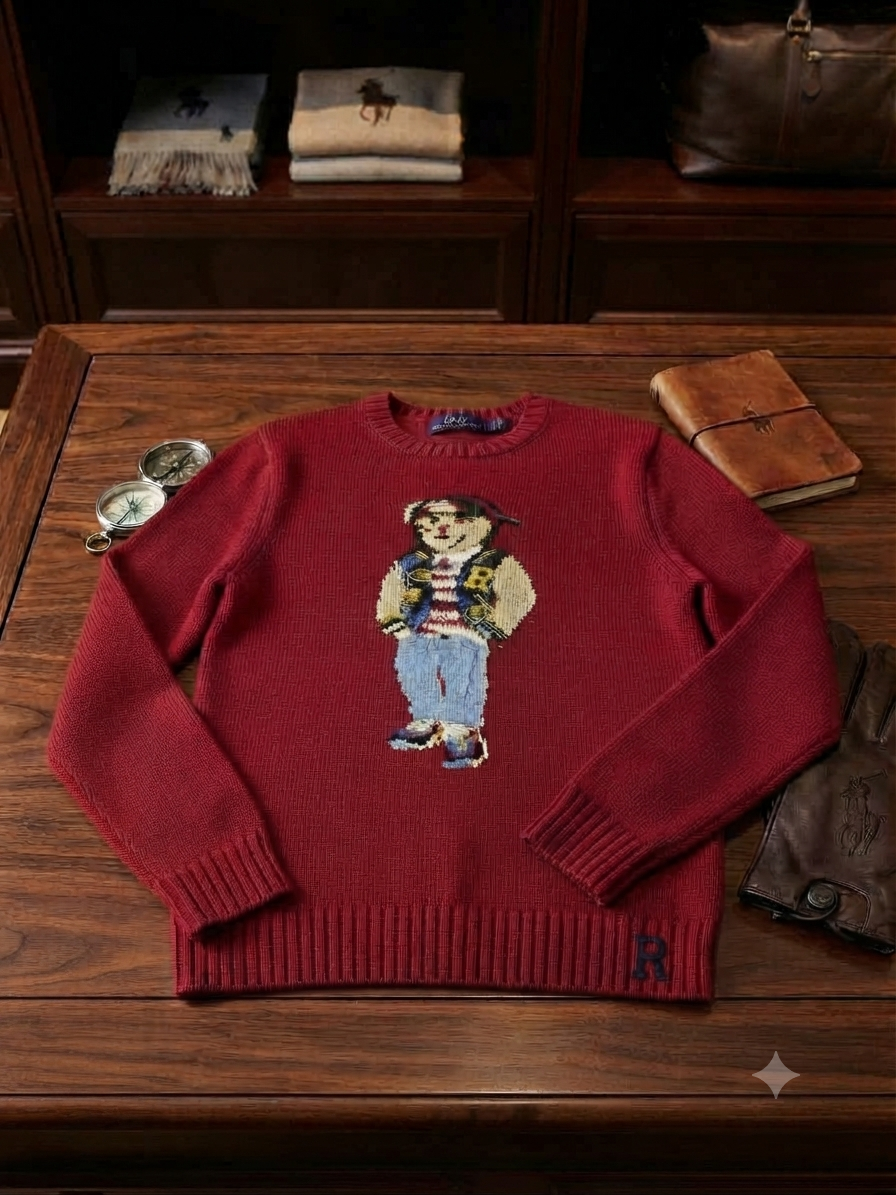 LOP POL Mehroon Colour Teddy Print Premium Quality Sweater 991312-A