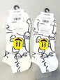Yplrf White Colour Smiley Print Premium Quality Ankle Socks 991268