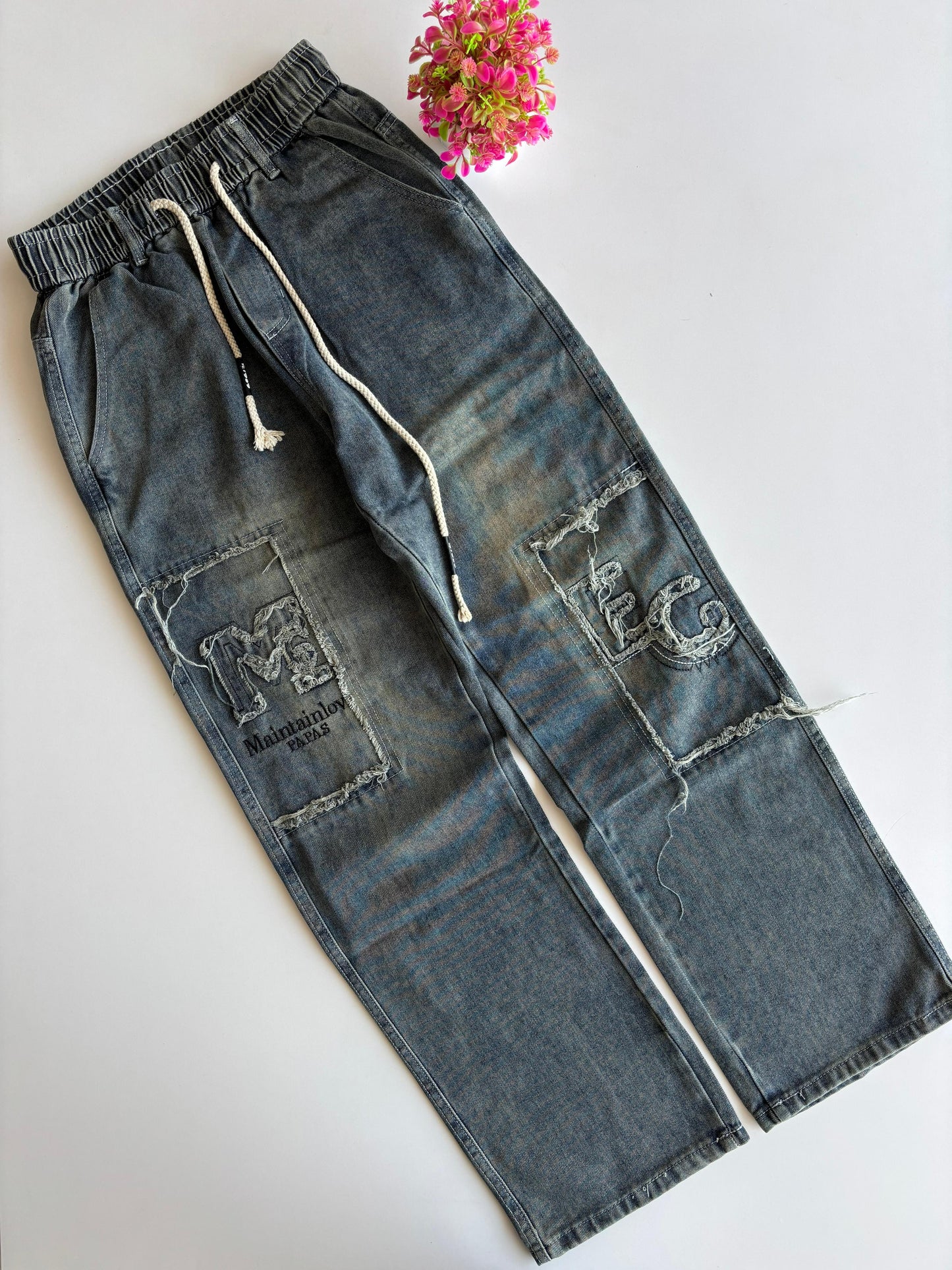 FASHION DESIGN Faded Blue Colour Maintainlove Papas Imported Unisex Cargo Jeans 2690