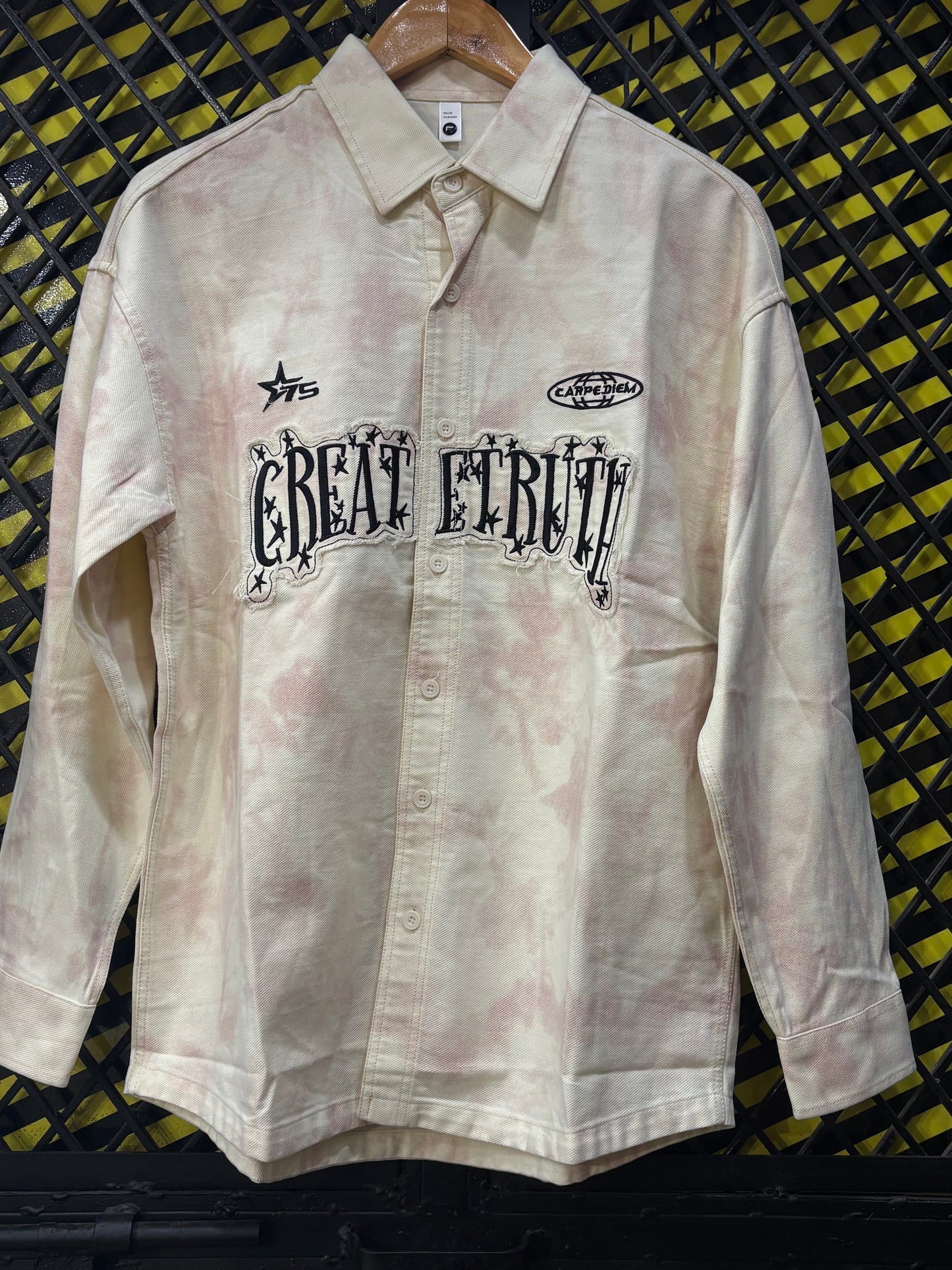 GREAT ETRUTH Carpediem Pink Cream Dual Tone Full Sleeve Shacket 3661