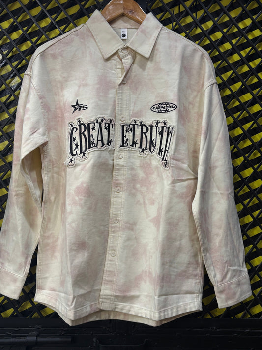 GREAT ETRUTH Carpediem Pink Cream Dual Tone Full Sleeve Shacket 3661