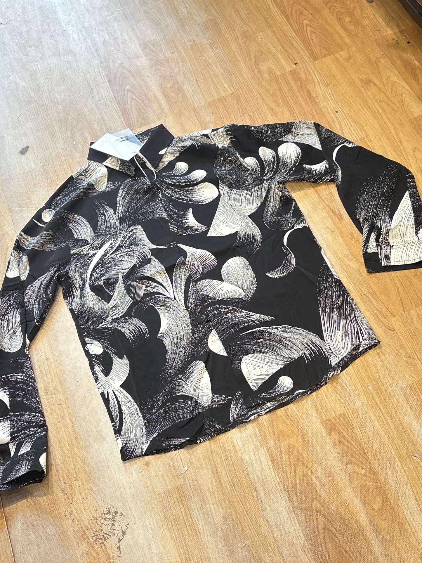 Ju Chao Fang Black White Print Colour Full Sleeve Imported Shirt 2668