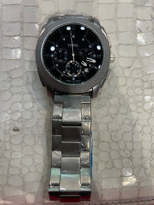 SOF FOS Silver Chain Black Dial Chrono Work Men Watch 990941