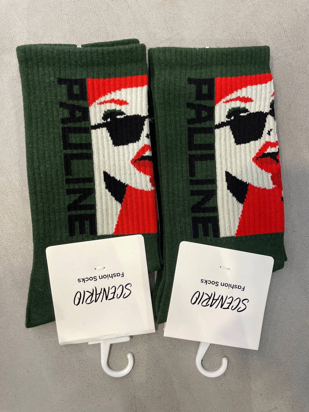 Scenario Green Colour Pauline Print Premium Quality Full Socks 991174