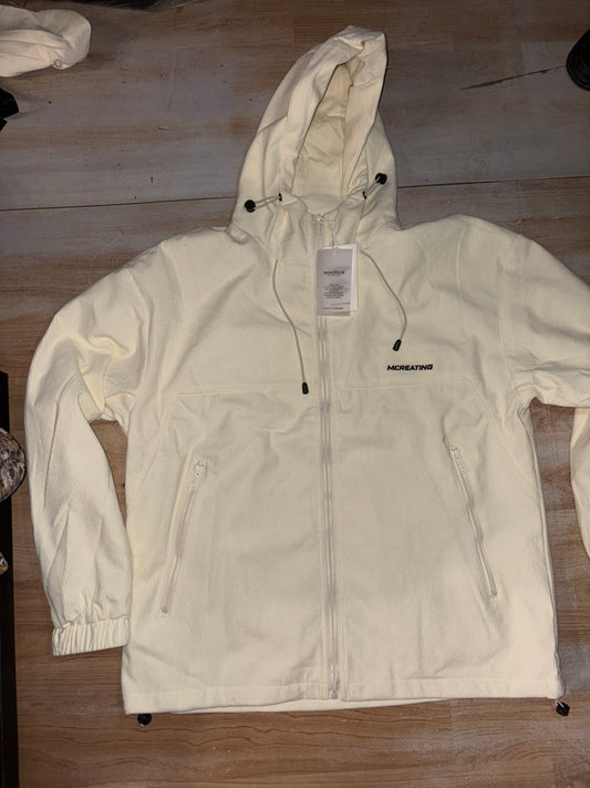 MCREATING Cream Colour Heavy Quality Corduroy Style Hooded Jacket K-8896JR