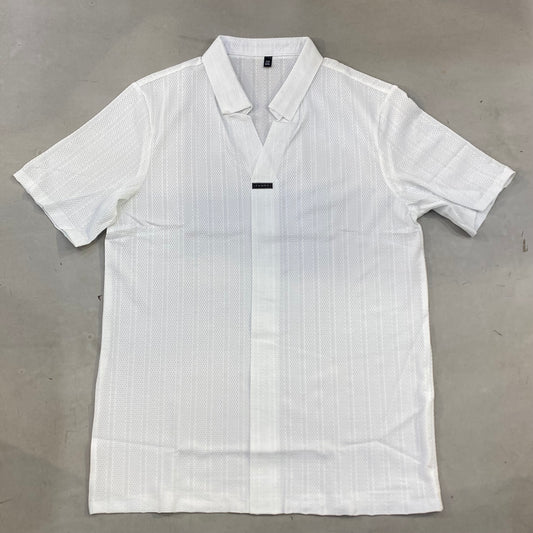 FAMRK White Colour knitted Half Sleeves premium Quality Shirt 046