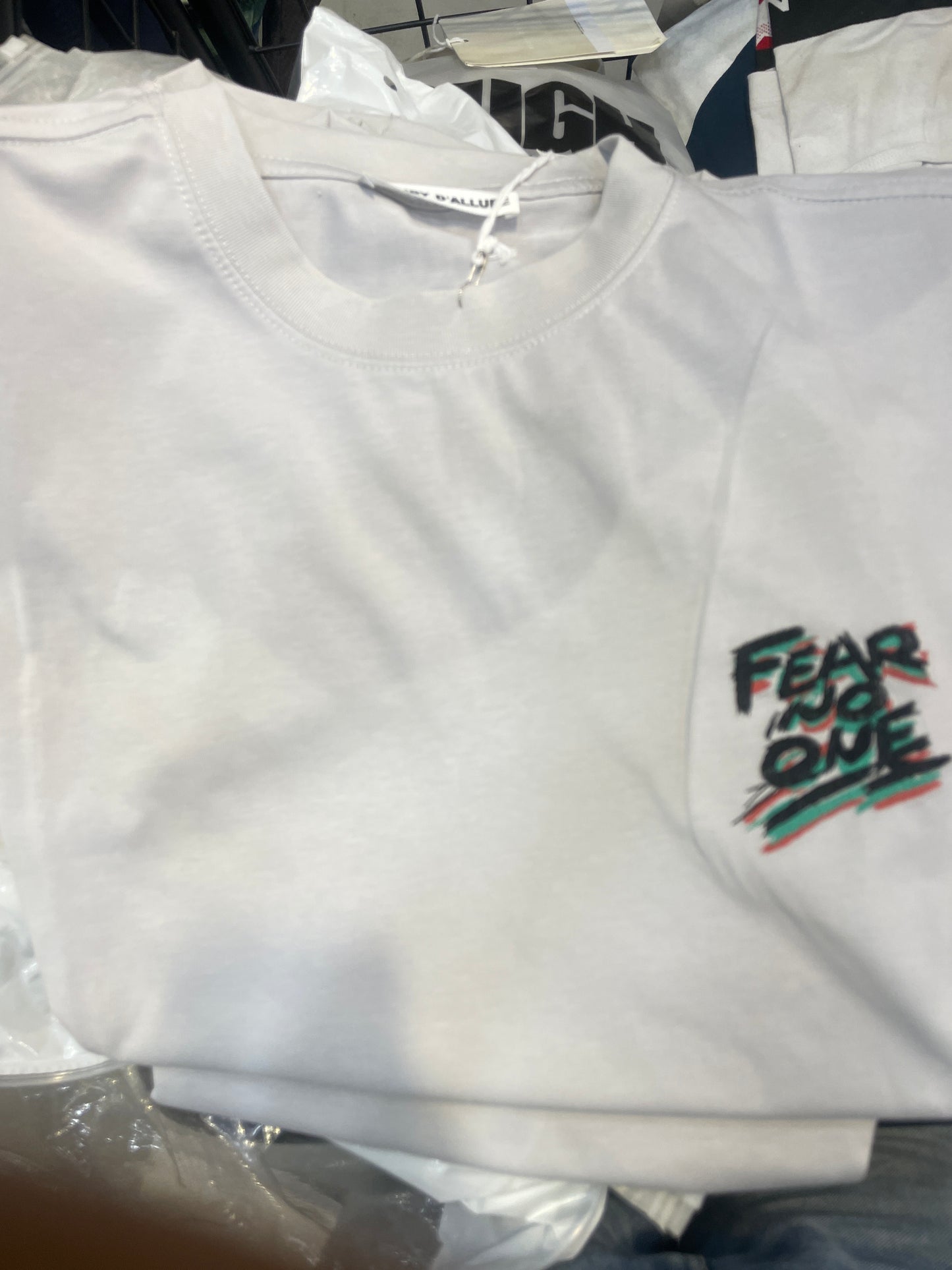 CHEN YI Grey Colour Fear No One Print  Cut Sleeve Sando CY2711