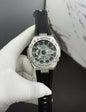 Hsg Black Silicone Strap Silver Metal Dial Water resistant Sports Men Watch 989500