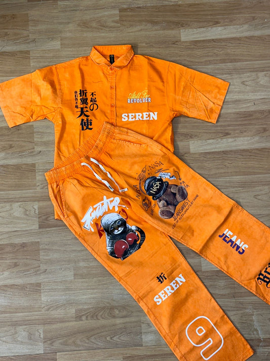 Revolver Seren Nasa Pyrex 9 Orange Colour Imported premium Quality Coord Set 988120