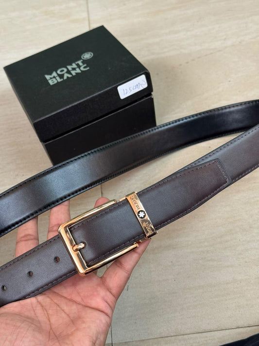 NOM MON Copper Buckle Brown Black Double Side Strap Men’s Belt 991386