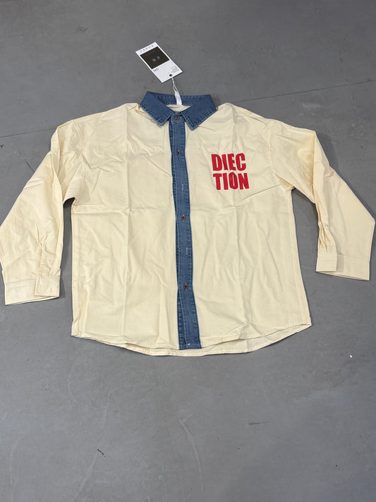 G.N Cream Colour Blue Denim Coller Dieg Tion Imported Full Sleeve Shirt 2619