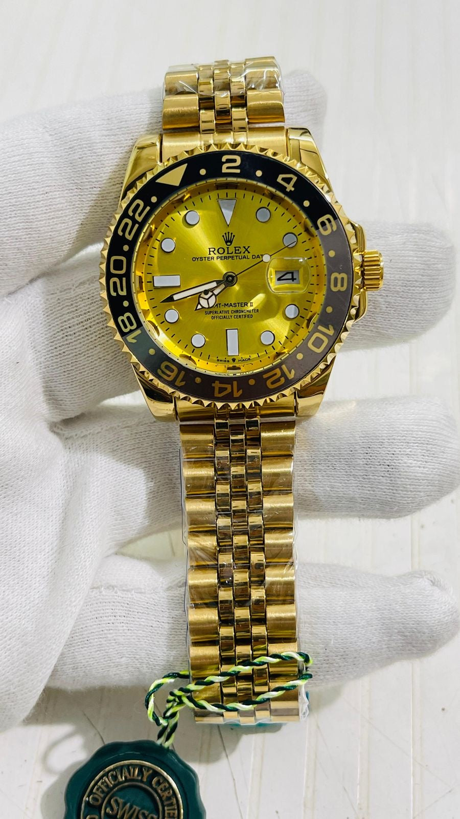 Lor Gold Chain Black Ring Golden Dial Men’s Watch 989087