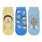 RICK AND MORTY COTTON LOWCUT CHARACTER SOCKS FOR MEN (PACK OF 3) (FREE SIZE) (BLUE, CREAM)