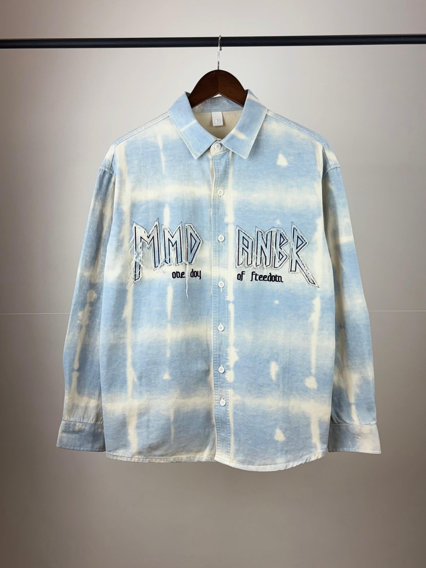 MMD ANBR ONE DAY OF FREEDOM Blue Crea Dual Tone Full Sleeve Shacket 3725