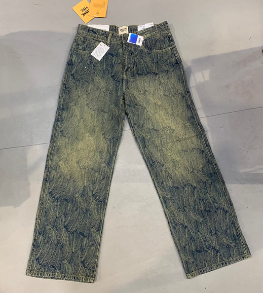 LAG GAL Faded Greenish Blue Premium Quality Designer Straight Baggy Fit Jeans 725F