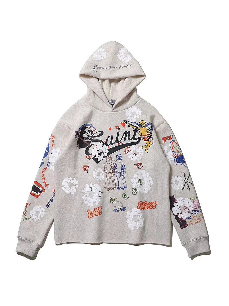 LDA Grey Colour Saint Print  Premium Quality Imported Hoodie 802-A