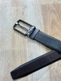 Tom Mot Graise Black Silver Buckle With Black Brown Double Side Strap Men’s Belt 989115