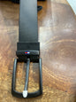 Tom Mot Matte Black Buckle With Black Brown Double Side Strap Men’s Belt 990783