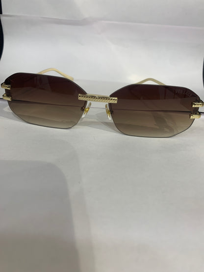 REV Frameless Golden Stike Brown Shade Unisex Sunglasses 68082 52 18 142