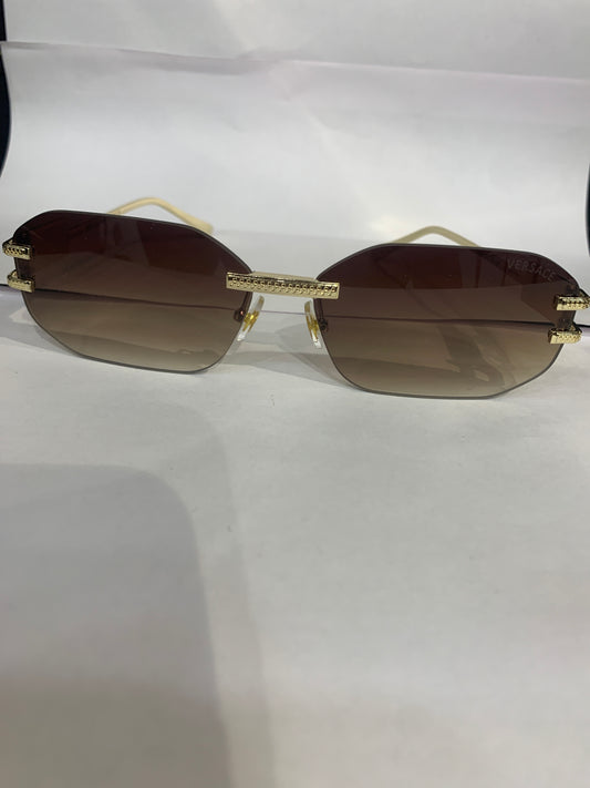 REV Frameless Golden Stike Brown Shade Unisex Sunglasses 68082 52 18 142