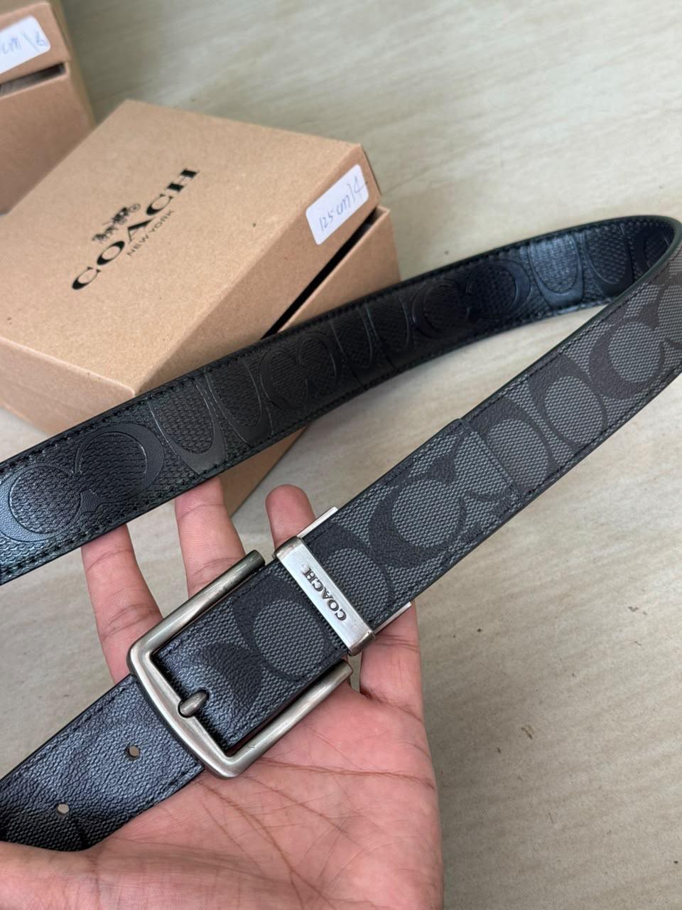 AOC COA Matte Grey Buckle Black Double Side Strap Men’s Belt 991365