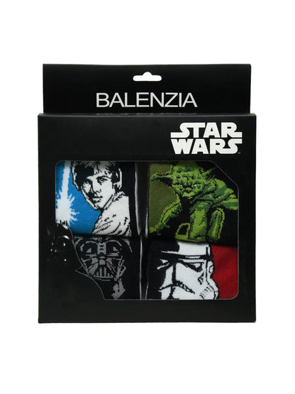 BALENZIA STAR WARS GIFT PACK FOR MEN - CLONE TROOPER, YODA, LUKE SKYWALKER, AND DARTH VADER-HIGH ANKLE SOCKS (WHITE) (PACK OF 4 PAIRS/1U) Your Cart Subtotal