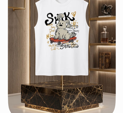 Shik Club Print Cream Colour Back Dog  Print Cut Sleeve Sando 990885