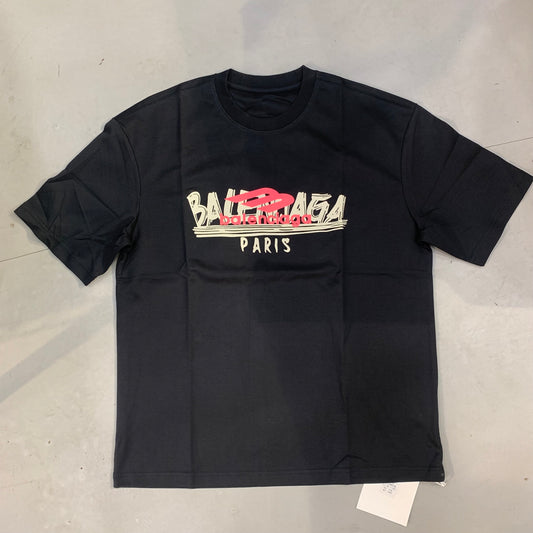 LAB BAL Black Colour Beige Pink Print Imported Oversized Unisex T Shirt 2015