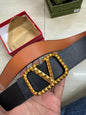 LAV VAL Gold Buckle Tan Black Double Side Strap Premium Quality Imported Unisex Belt 990656